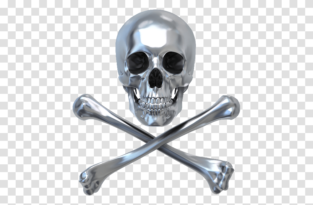 3d Render Of Metallic Skull Download Chrome Skull, Sink Faucet, Helmet, Apparel Transparent Png
