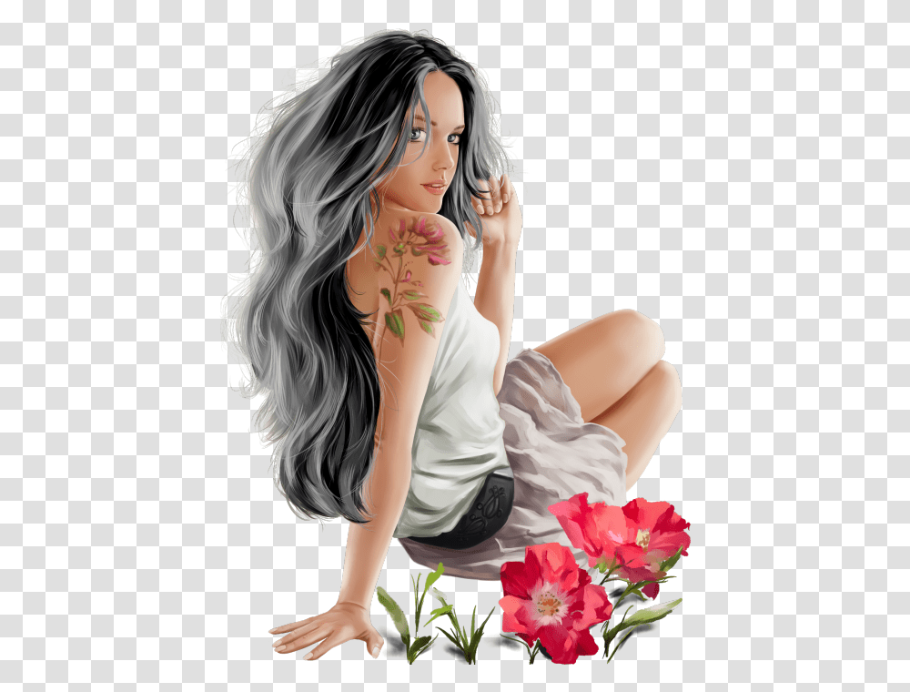 3d Sexy Girl, Person, Human, Flower, Plant Transparent Png