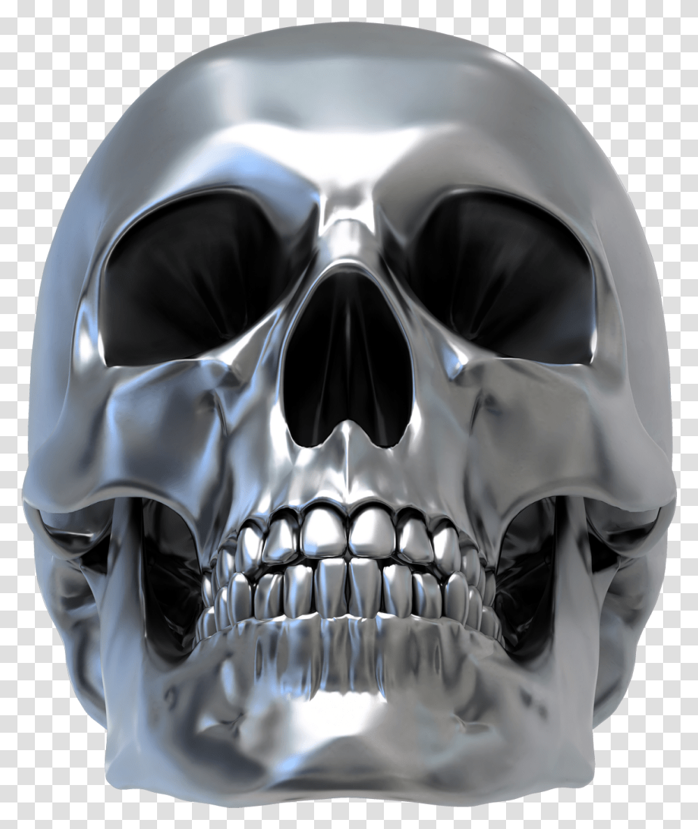 3d Skull Metallic Skull, Helmet, Apparel, Alien Transparent Png