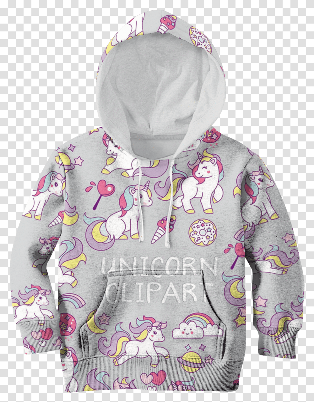 3d Unicorn Clipart Full Print Hoodie T Shirt Hoodie, Apparel, Sweater, Sweatshirt Transparent Png