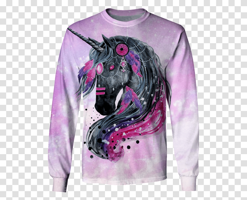 3d Unicorn In The Galaxy Background Full Print T Shirt Scandy Girl Art, Sleeve, Long Sleeve, Robe Transparent Png