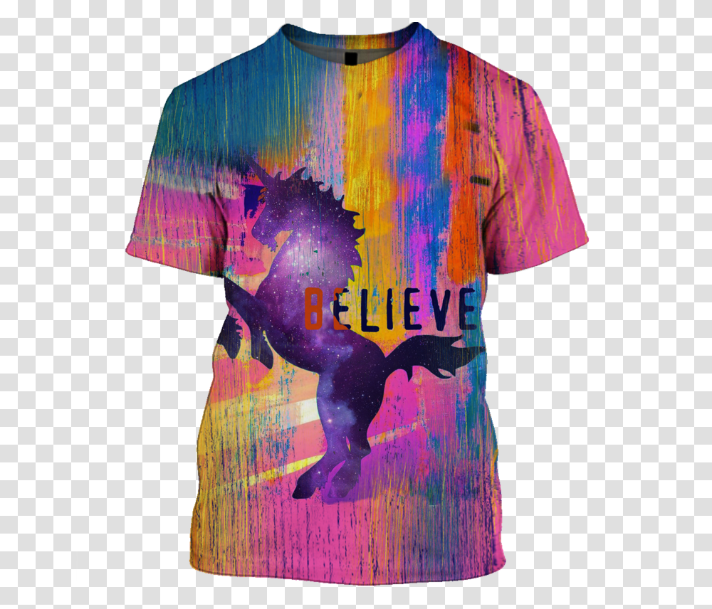 3d Unicorn In The Galaxy Background Full Print T Shirt Unicorn, Apparel, Dye, T-Shirt Transparent Png