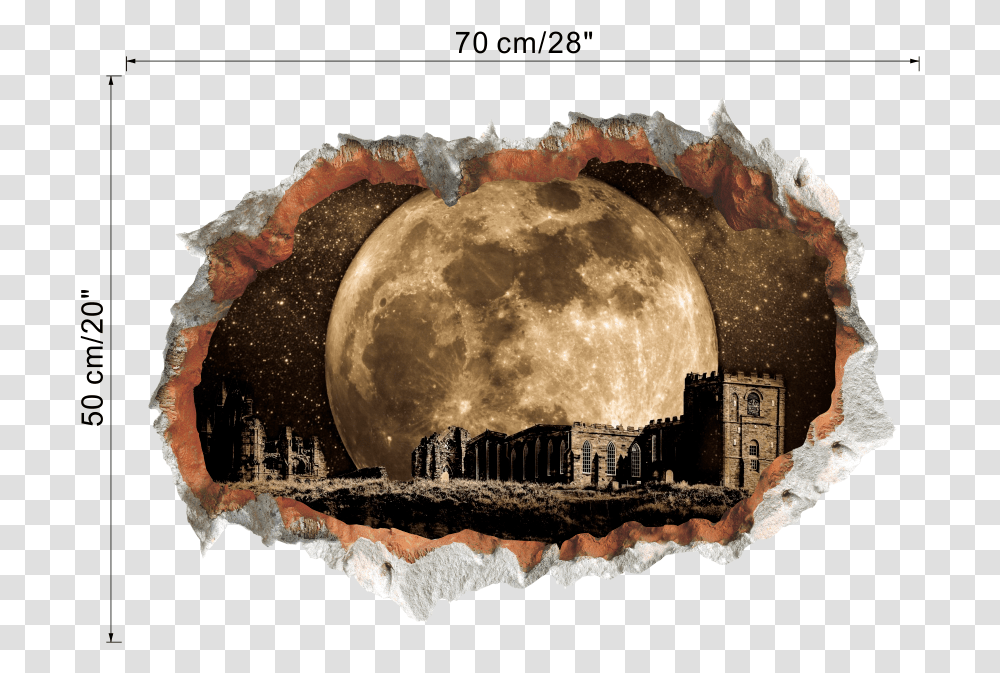 3d Vivid Hole Outer Space Wall Stickers For Kids Rooms Full Moon, Nature, Outdoors, Astronomy, Night Transparent Png