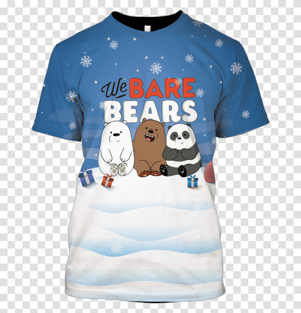 3d We Bare Bears Full Print T Shirt We Bare Bears Hoodie Blue, Apparel, T-Shirt, Jersey Transparent Png