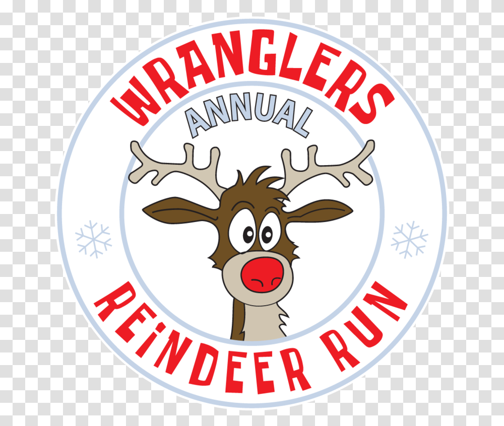 3rd Annual Wrangler Reindeer Run 1k And 5k Race Cartoon, Wildlife, Mammal, Animal, Antler Transparent Png