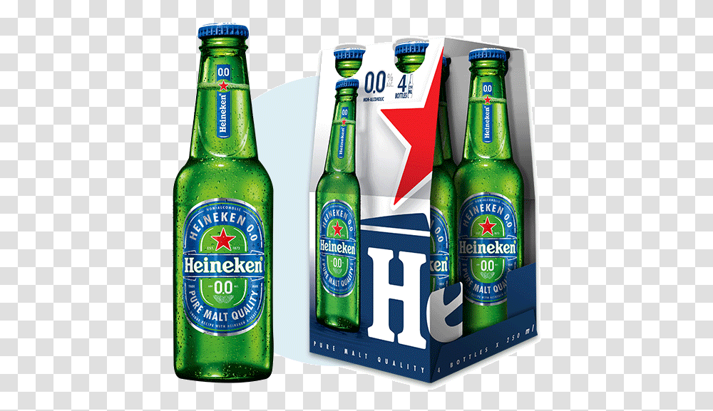 4 Bottle Pack 0.0 Heineken, Beer, Alcohol, Beverage, Drink Transparent Png