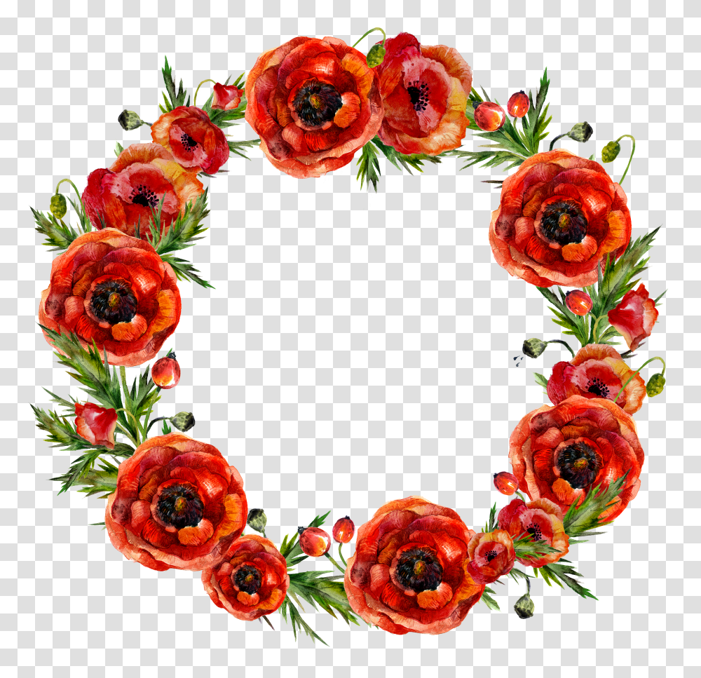 4 Free Watercolor Flowers Red Wreath Garland Transparent Png