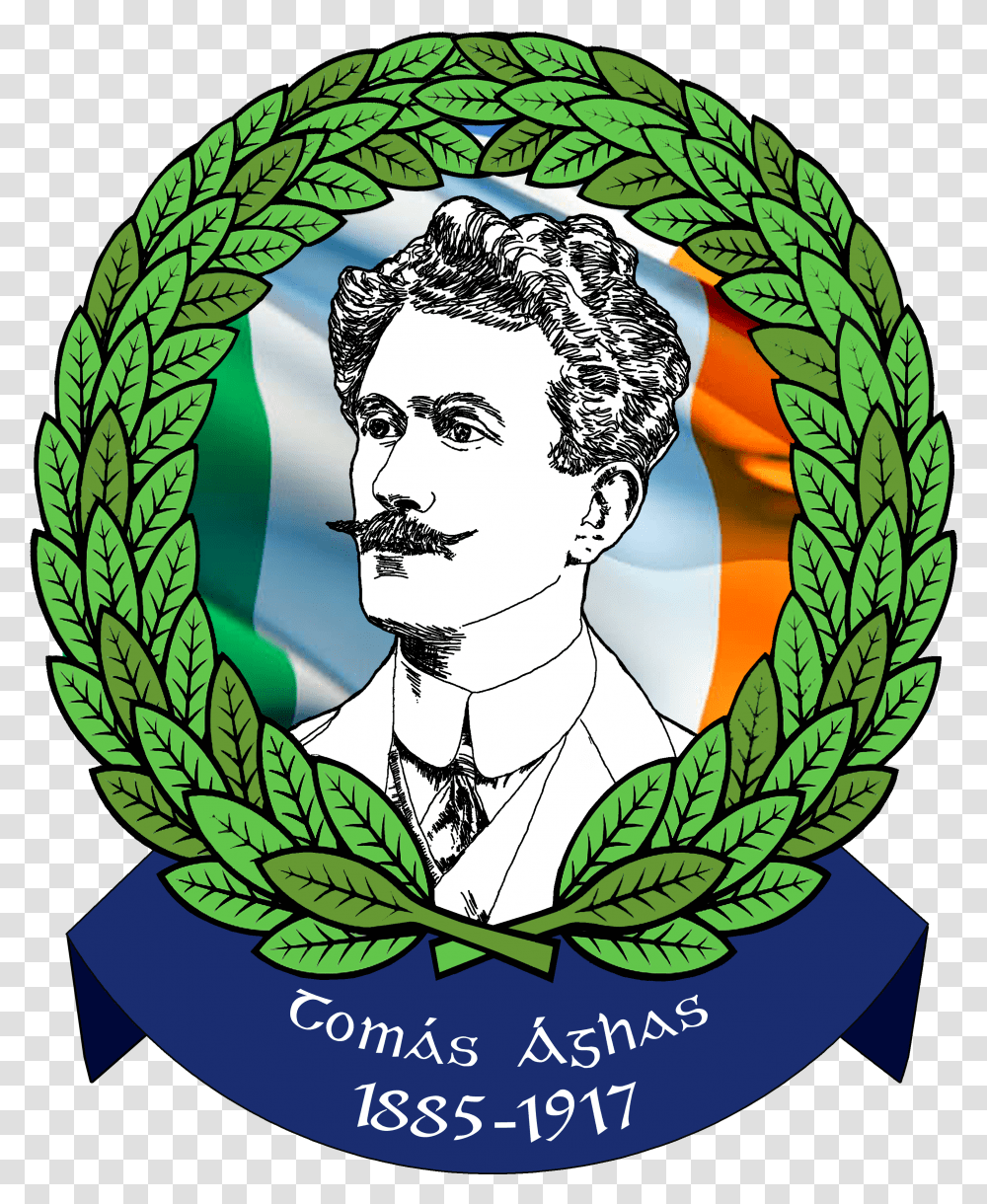 4134 In Thomas Ashe Logo Final Version Tricolour Illustration, Person, Human, Wreath Transparent Png