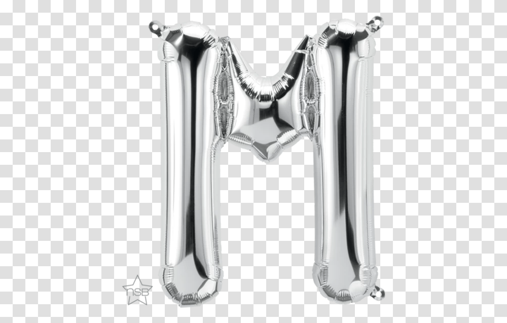 41cm North Star Air Filled Silver Letter M Thefacepainters Gold Letter Balloons, Sink Faucet, Pillar, Architecture, Building Transparent Png