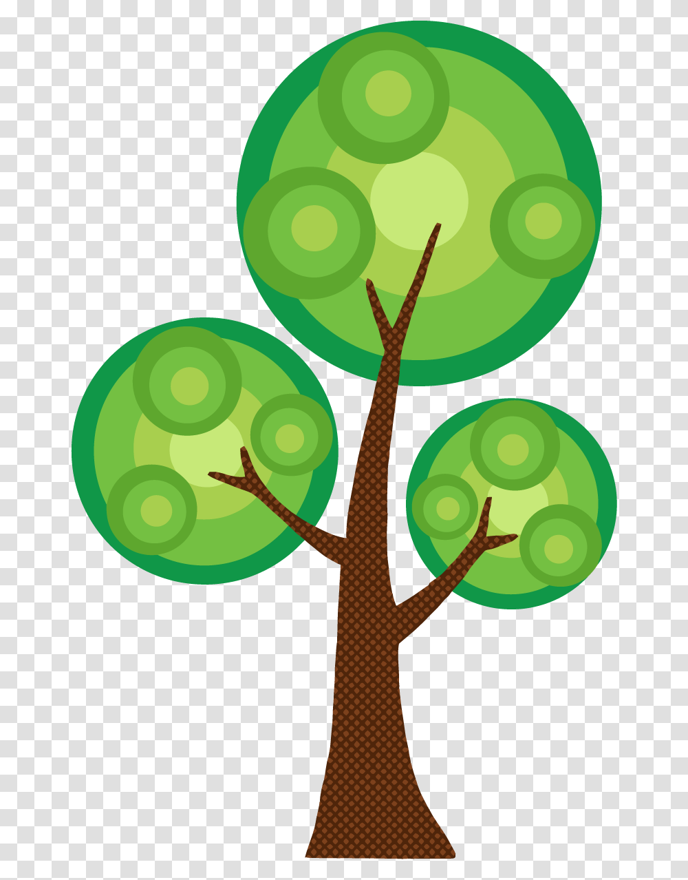4211 Abstract Cartoon Tree With Three Crowns Three Branch Tree Clipart, Green, Plant, Floral Design Transparent Png