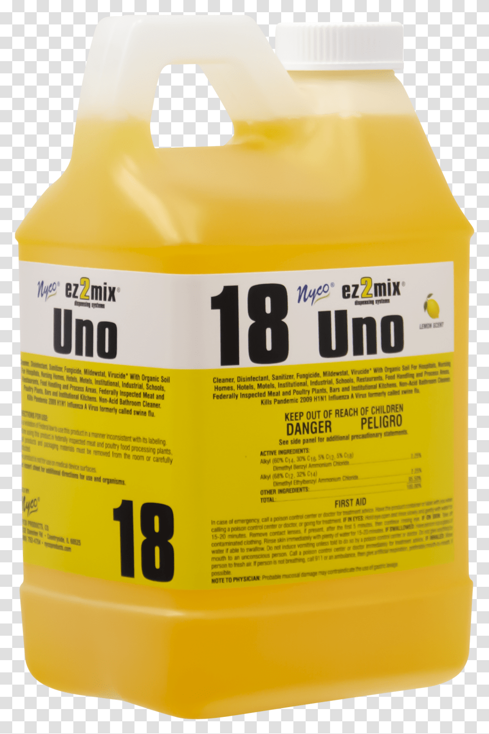 480 Uno Lemon Disinfectant Bottle, Label, Beverage, Plant Transparent Png