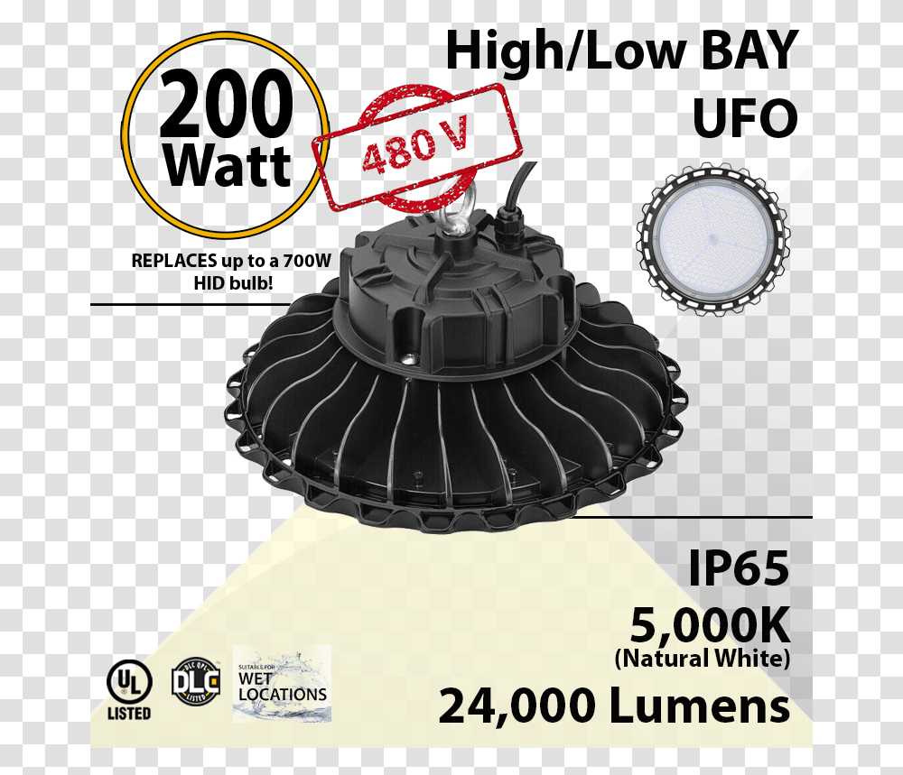 480v Led High Bay Light Ufo 24000 Led Mini Wall Pack, Spoke, Machine, Wheel, Gear Transparent Png