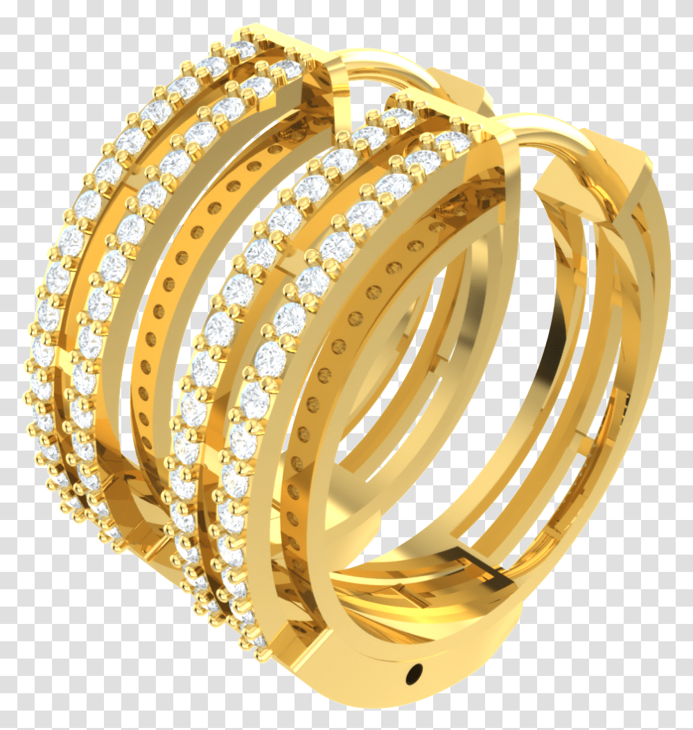 4ctw Round Cut Natural Diamond 10k Gold Earrings Bangle, Jewelry, Accessories, Accessory, Bangles Transparent Png