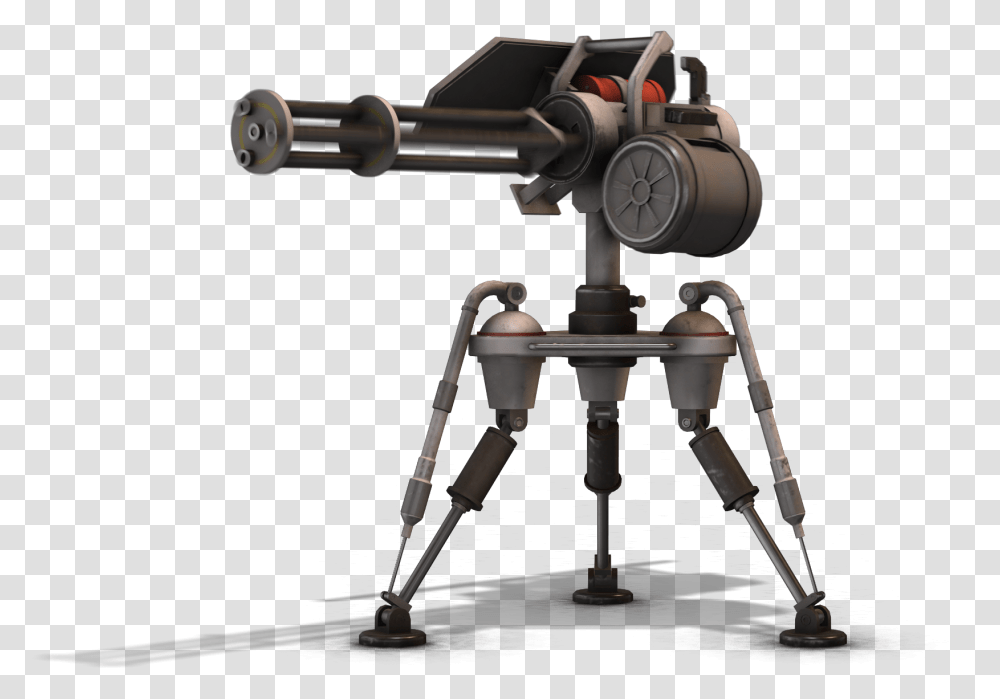 4k Futuristic Turret 1 Rapid Fireing Front 2 Video Effect Futuristic Turret Background, Tripod, Weapon, Weaponry, Robot Transparent Png
