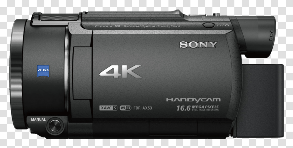 4k Handycam Sony Fdr Ax53 Camera Sony Handycam, Electronics, Digital Camera, Video Camera, Tape Player Transparent Png