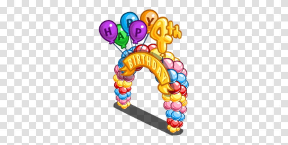 4th Birthday Banner Arch Farmville Wiki Fandom Balloon, Number, Symbol, Text, Alphabet Transparent Png
