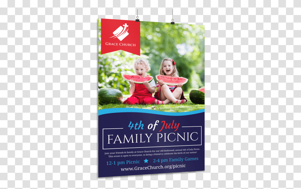 4th Of July Family Picnic Poster Template Preview Watermelon, Plant, Fruit, Food, Person Transparent Png