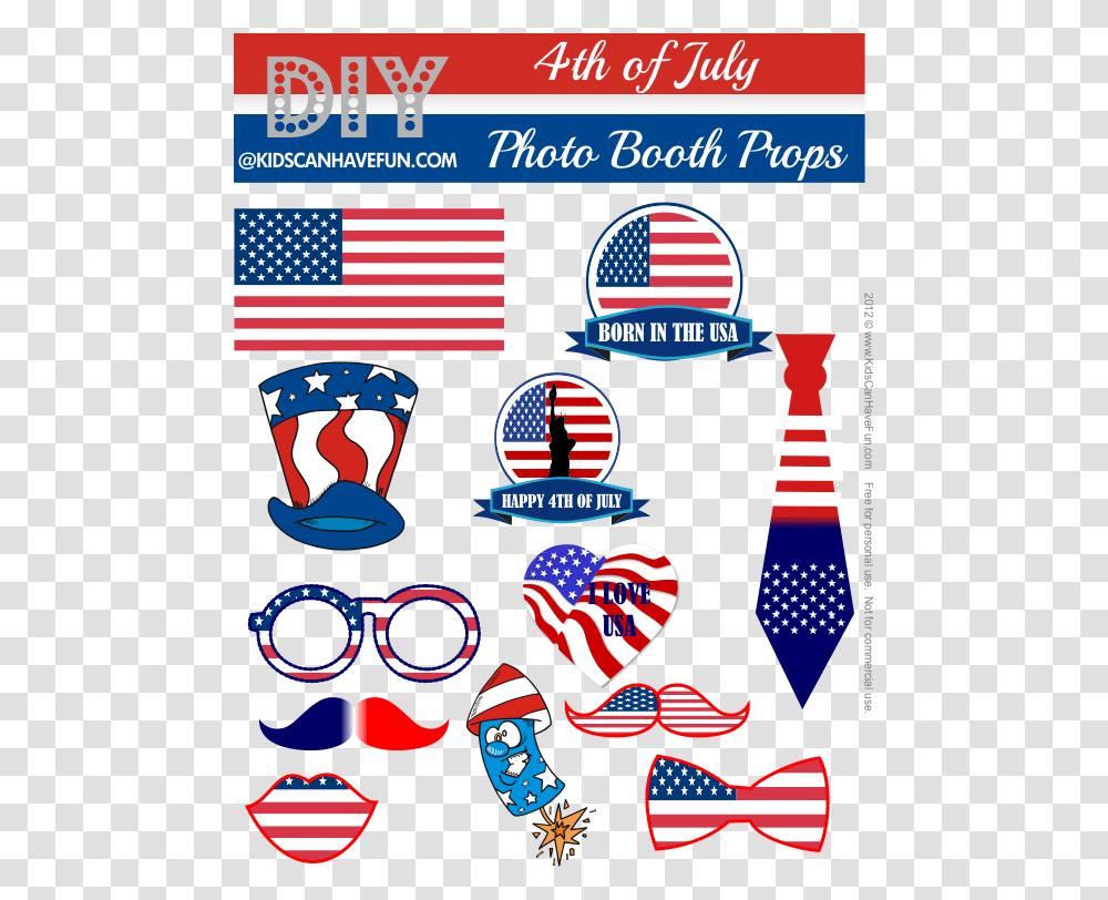 4th Of July Photo Booth Props 4th Of July Diy Photo Props, Flag, American Flag, Sunglasses Transparent Png