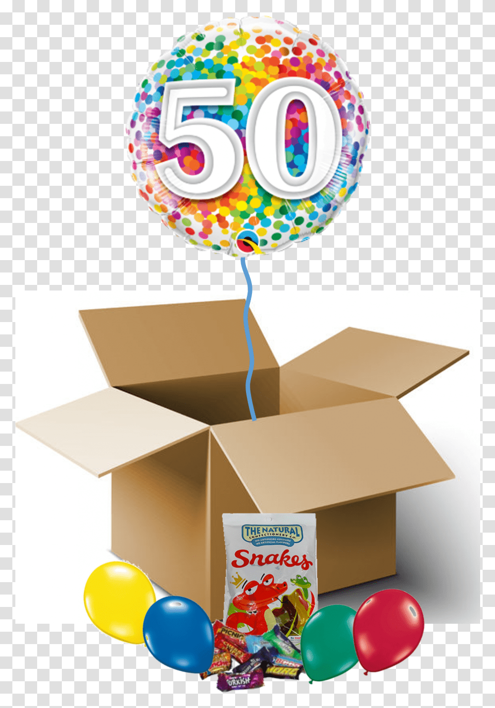 50th Birthday Balloon In A Box 50 Balloon, Cardboard, Carton, Lamp Transparent Png