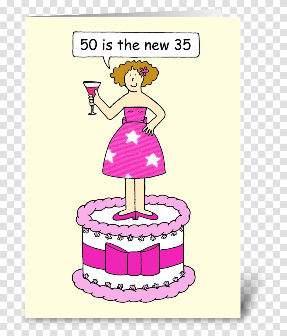 50th Birthday Cartoon Humor For Her 50th Birthday Card For Woman, Cake, Dessert, Food, Birthday Cake Transparent Png