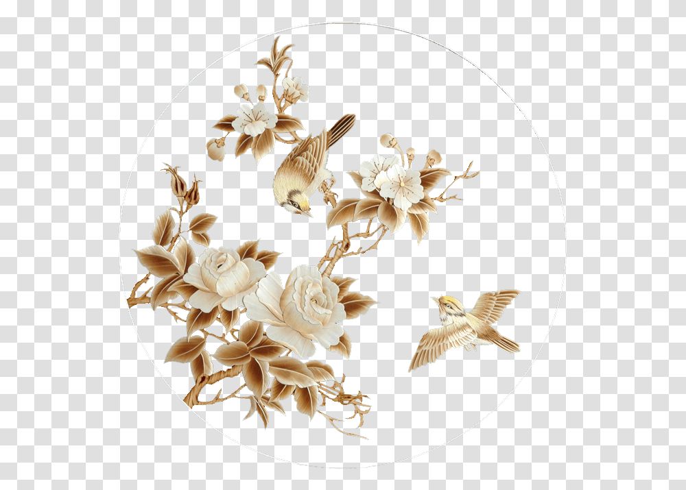 Gold Square, Bird, Animal, Floral Design, Pattern Transparent Png