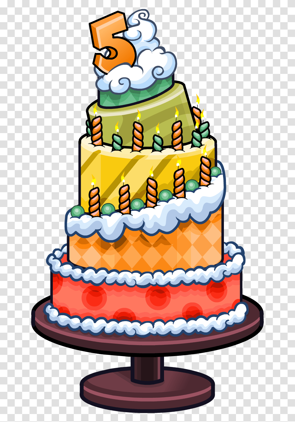 5th Anniversary Party Cake Birthday Club Penguin, Dessert, Food, Birthday Cake Transparent Png