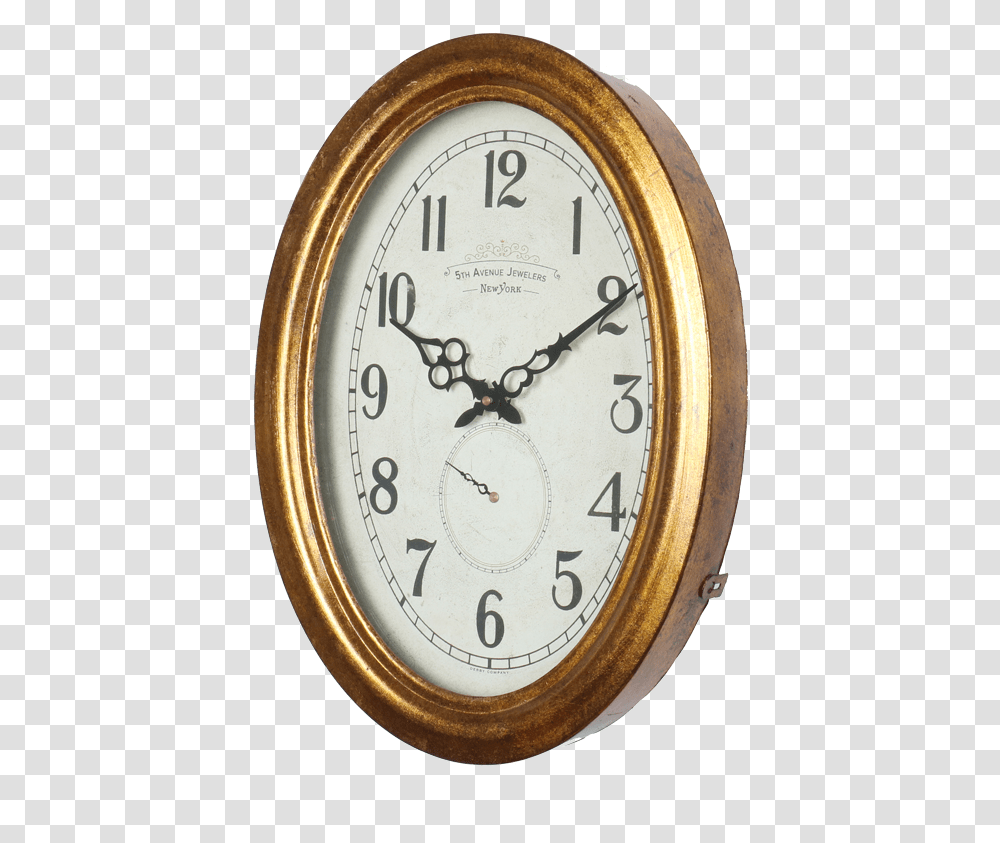 5th Avenue Clock Gold Wall Clock Side View, Analog Clock, Clock Tower, Architecture, Building Transparent Png