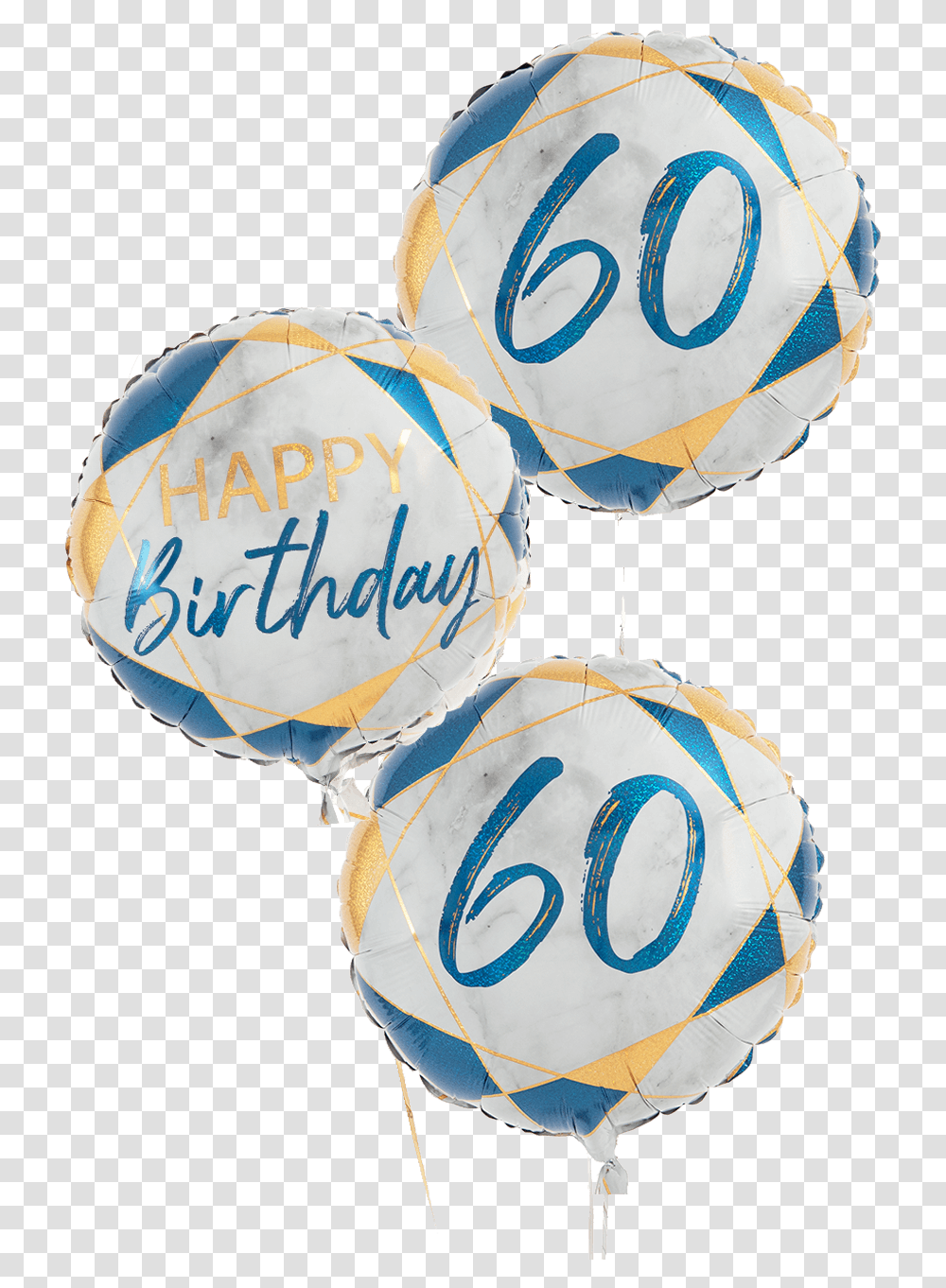 60th Birthday Navy Amp Gold Foil Balloon Bouquet 3 X Balloon, Sphere, Paper Transparent Png