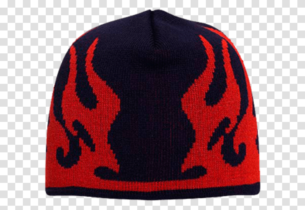 633 0402 Flame Design Acrylic Beanie Navy Red Baseball Cap, Apparel, Rug, Hat Transparent Png