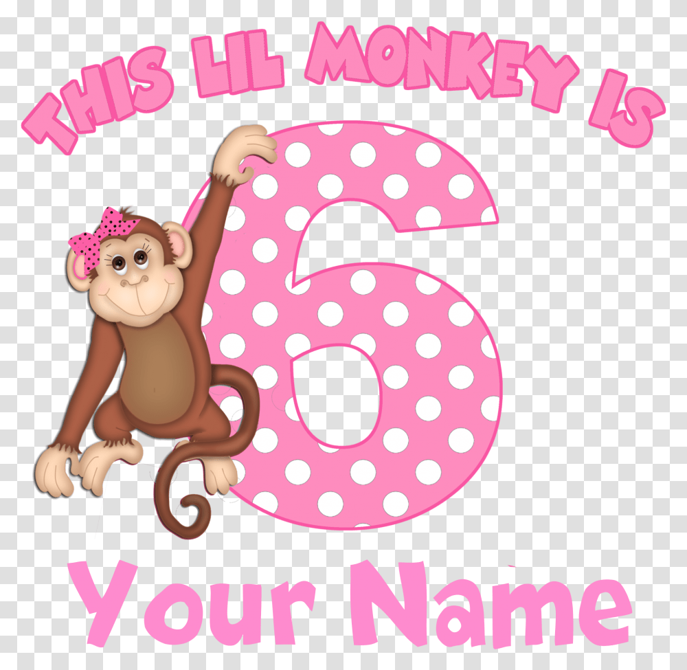 6th Birthday Monkey Girl Kids Light T Shirt 6th Birthday Clip Art, Text, Number, Symbol, Alphabet Transparent Png