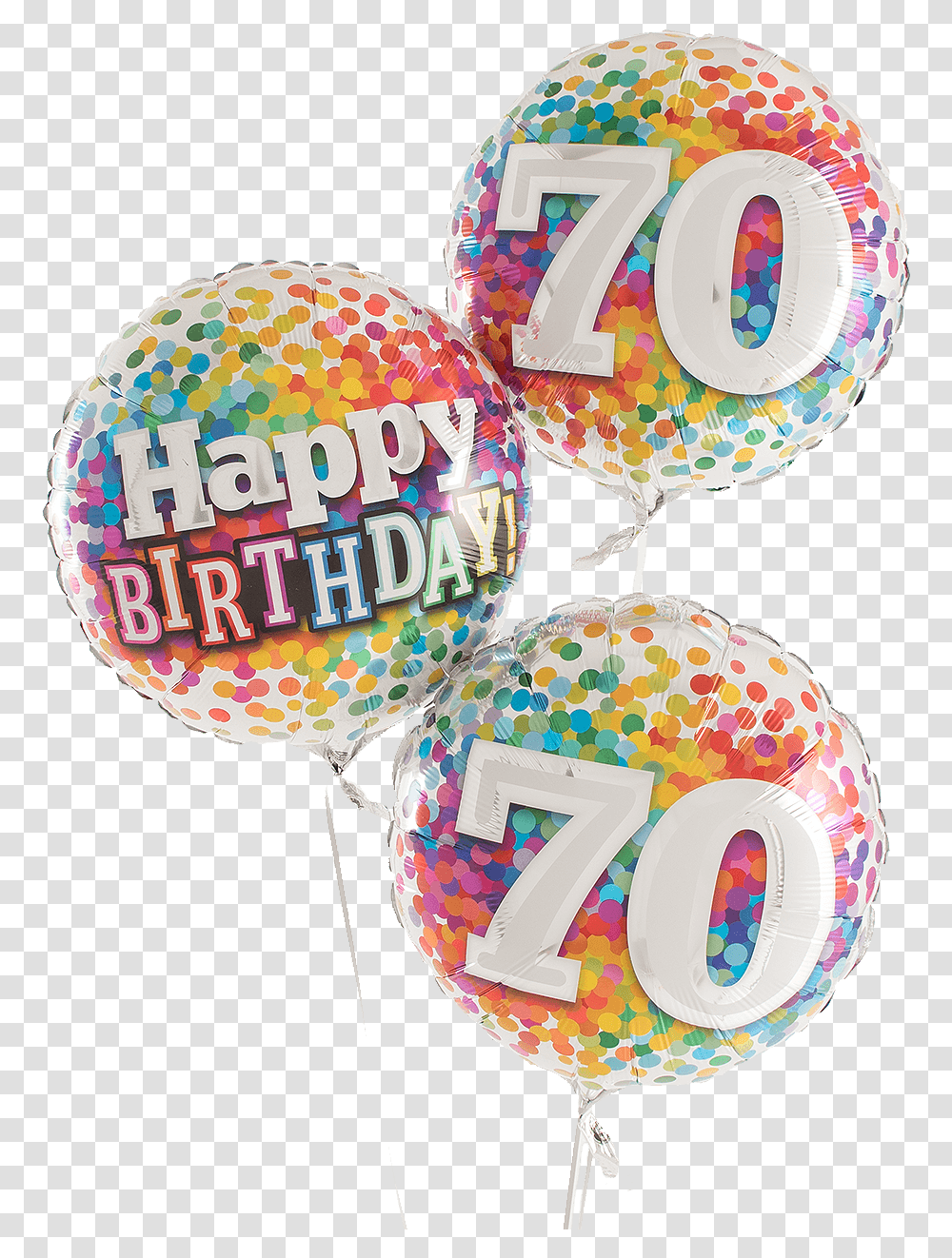 70th Birthday Rainbow Helium Filled Balloon Bouquet Free 70th Birthday Balloons, Text, Number, Symbol, Sweets Transparent Png