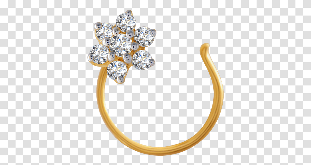 750 Yellow Gold And Diamond Nose Pin For Women Girl Nose Ring, Accessories, Accessory, Jewelry, Gemstone Transparent Png