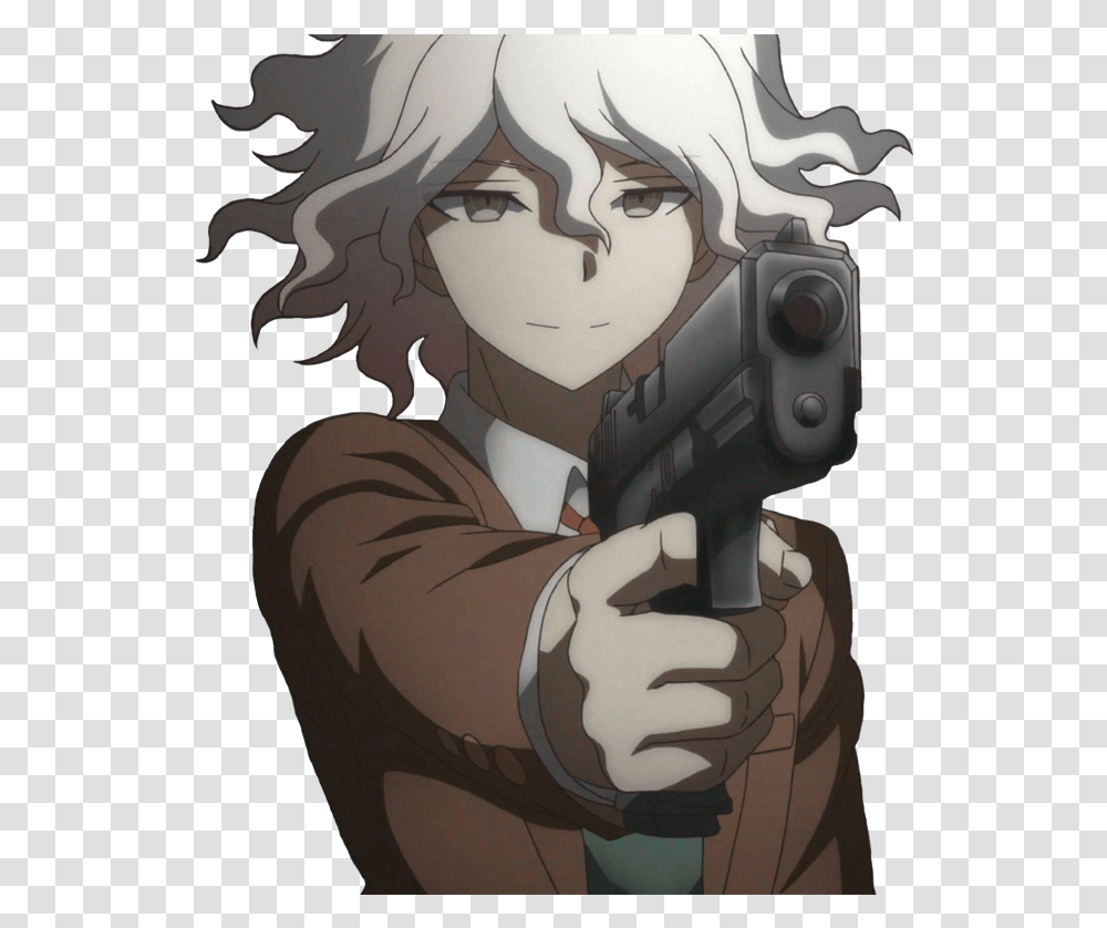 777 Komaeda With A Gun, Weapon, Weaponry, Hand, Book Transparent Png