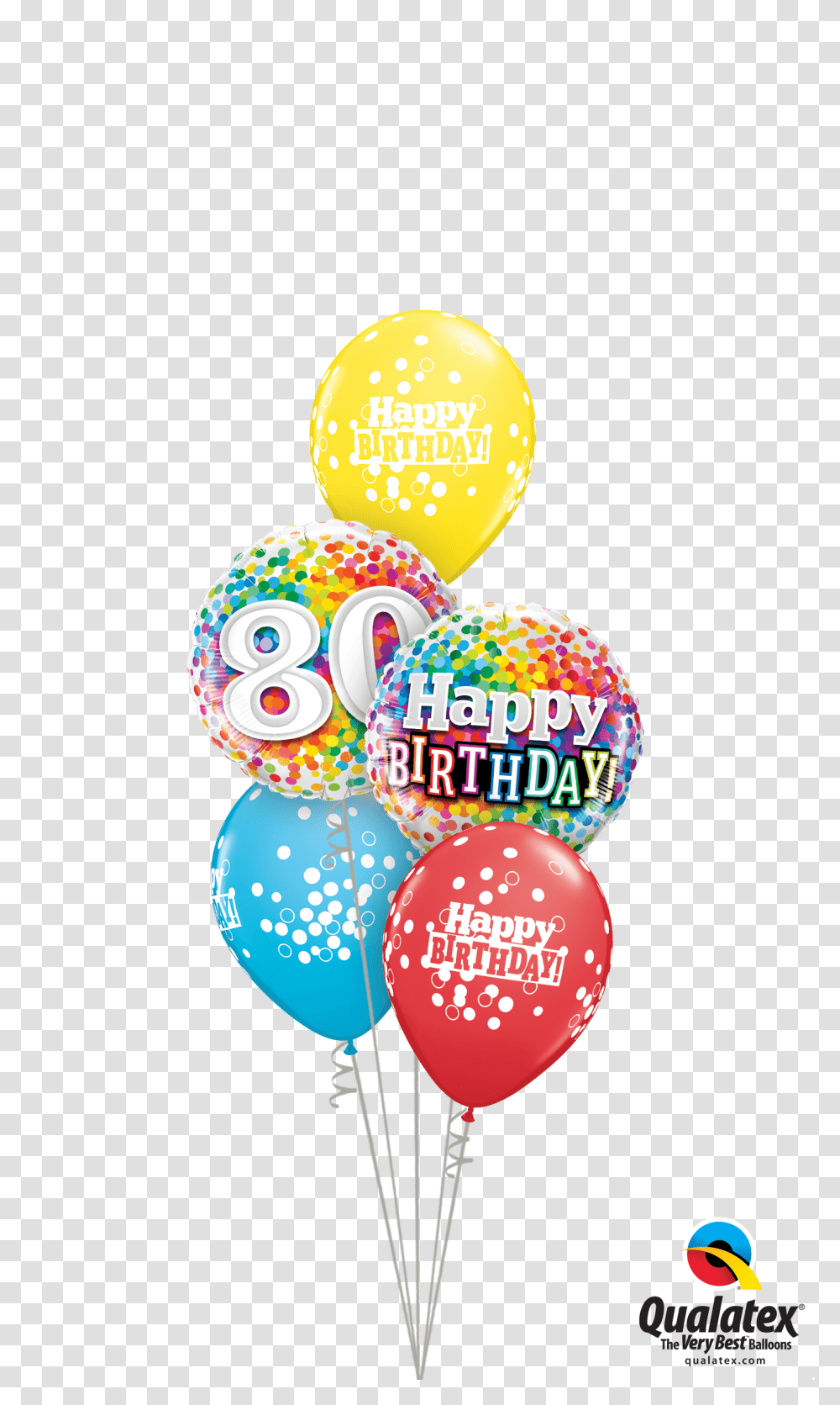 80th Bday Confetti Dots Classic At London Helium Balloons Get Well Soon, Paper Transparent Png