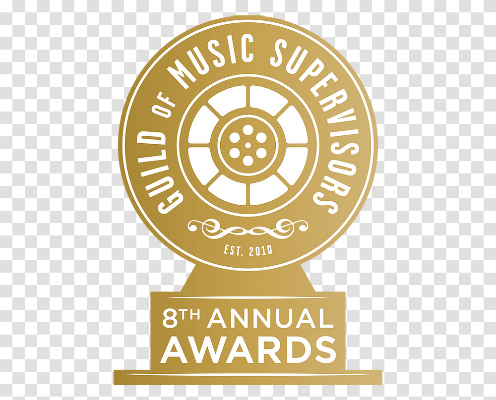 8th Annual Guild Of Music Supervisor Awards Language, Logo, Symbol, Trademark, Gold Transparent Png