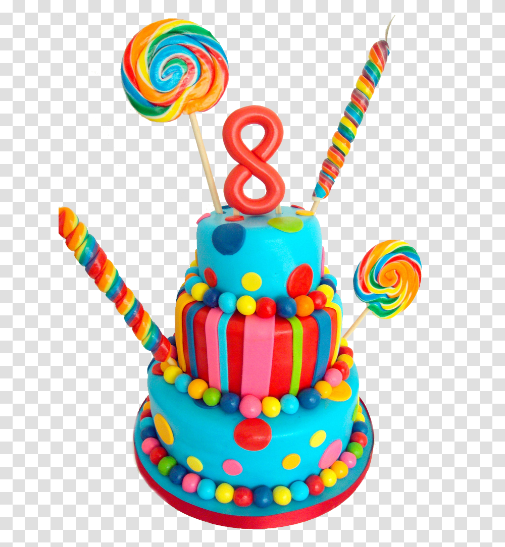 8th Birthday Cake Copy Happy Birthday Cake, Food, Lollipop, Candy, Dessert Transparent Png