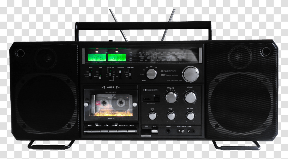 90s Boombox, Electronics, Camera, Stereo, Cassette Player Transparent Png