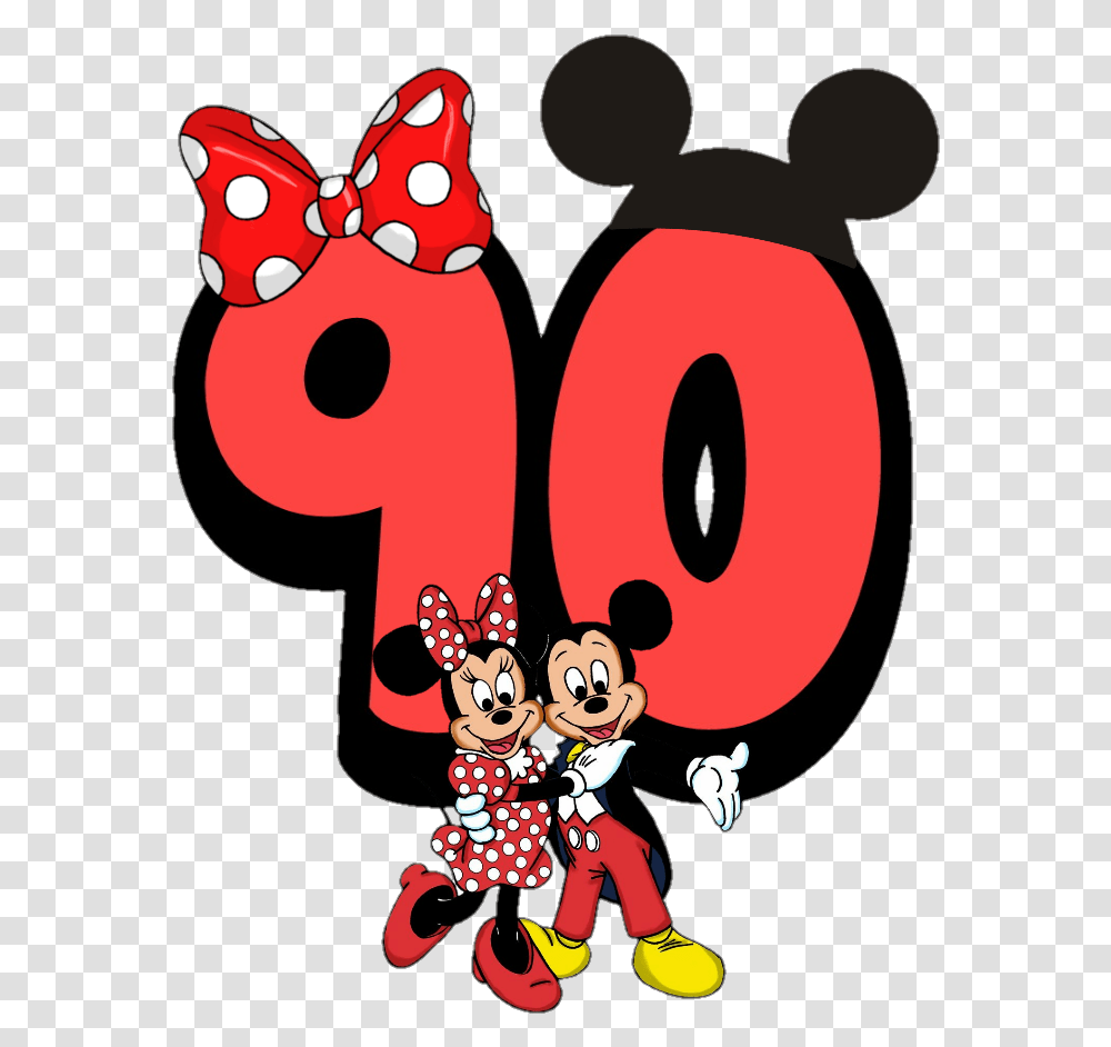 90th Birthday Clipart Love Mickey Mouse And Minnie Mouse, Number, Alphabet Transparent Png