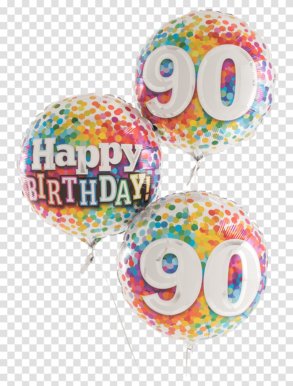 90th Birthday Rainbow Helium Filled Balloon Bouquet 70th Birthday Balloons, Sweets, Food, Confectionery, Dessert Transparent Png