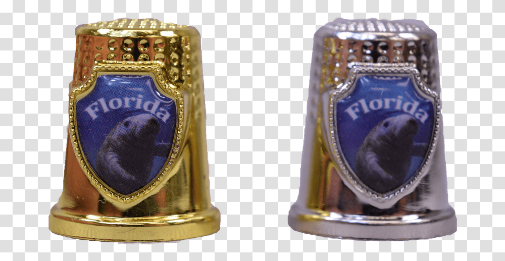 99 Assorted Silver Amp Gold Thimble W Shield Emblem Mozartkugel, Logo, Trademark, Wristwatch Transparent Png