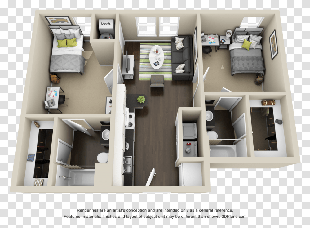 A 3d Model Of The Avery Cypress A Alt Unit Floor Plan, Diagram, Plot Transparent Png
