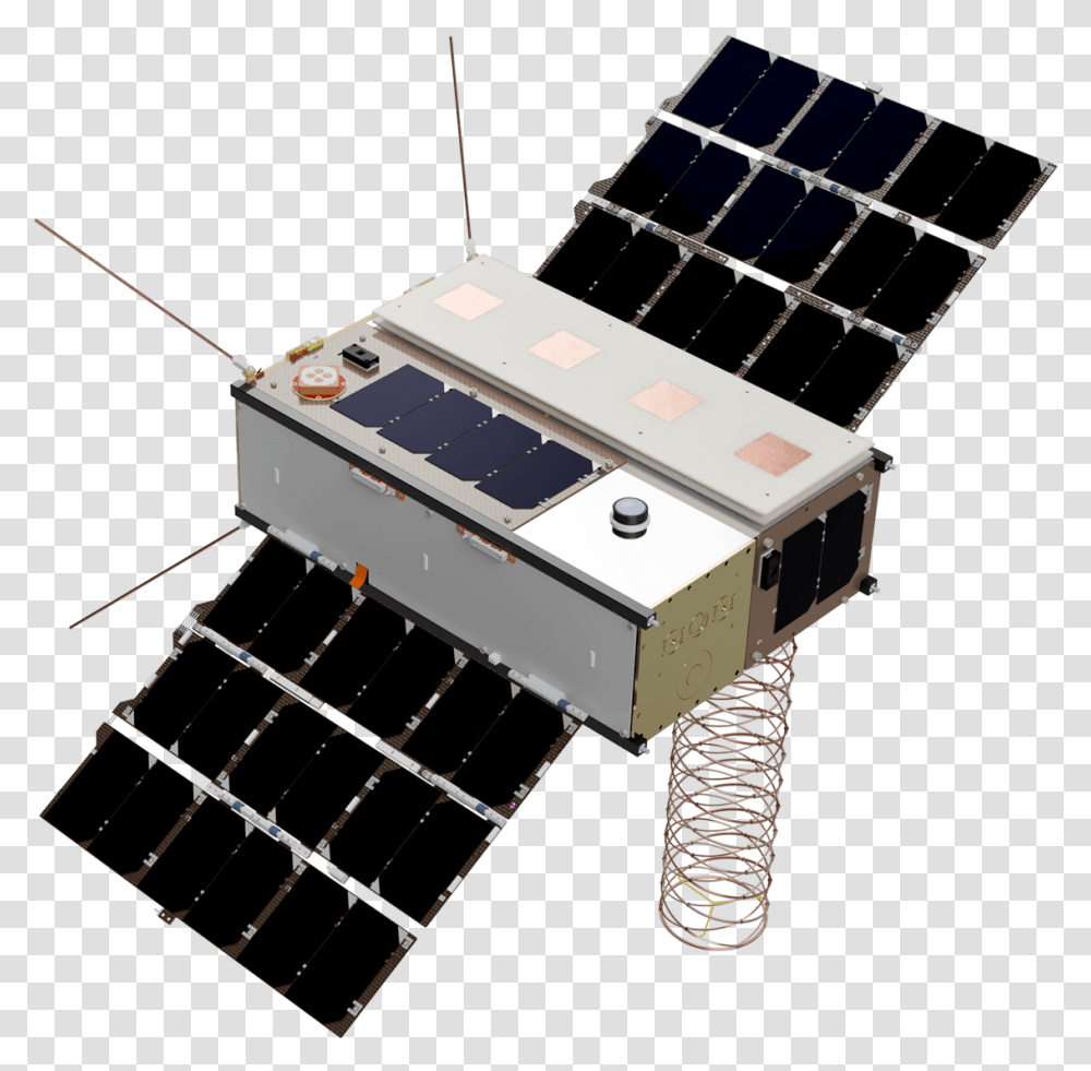A 3d Model Of The Faraday 1 Small Sat Including Cube Faraday Satellite, Electronics, Tape Player, Coil, Spiral Transparent Png
