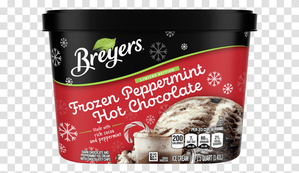 A 48 Ounce Tub Of Breyers Frozen Peppermint Hot Chocolate Breyers, Food, Popcorn, Tin Transparent Png