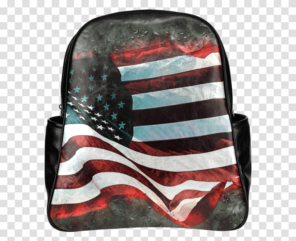 A Abstract Waving Usa Flag Multi Pockets Backpack, American Flag, Bag, Handbag Transparent Png