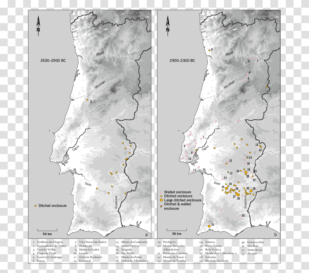 A B Map With Location Of The Sites Mentioned In The Mapa Hipsomtrico De Portugal, Plot, Diagram, Atlas, Plan Transparent Png