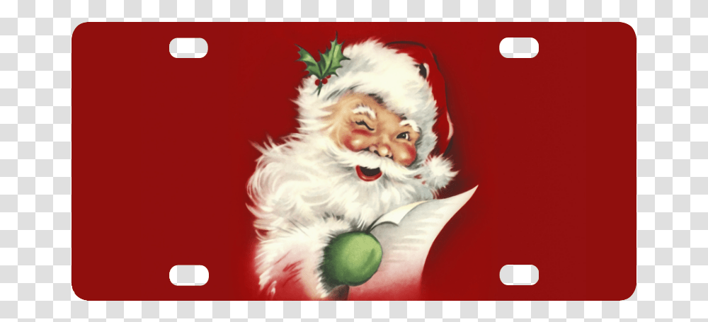 A Beautiful Vintage Santa Claus Classic License Plate Santa Claus Pictures Round, Tennis Ball, Dog, Tree, Plant Transparent Png