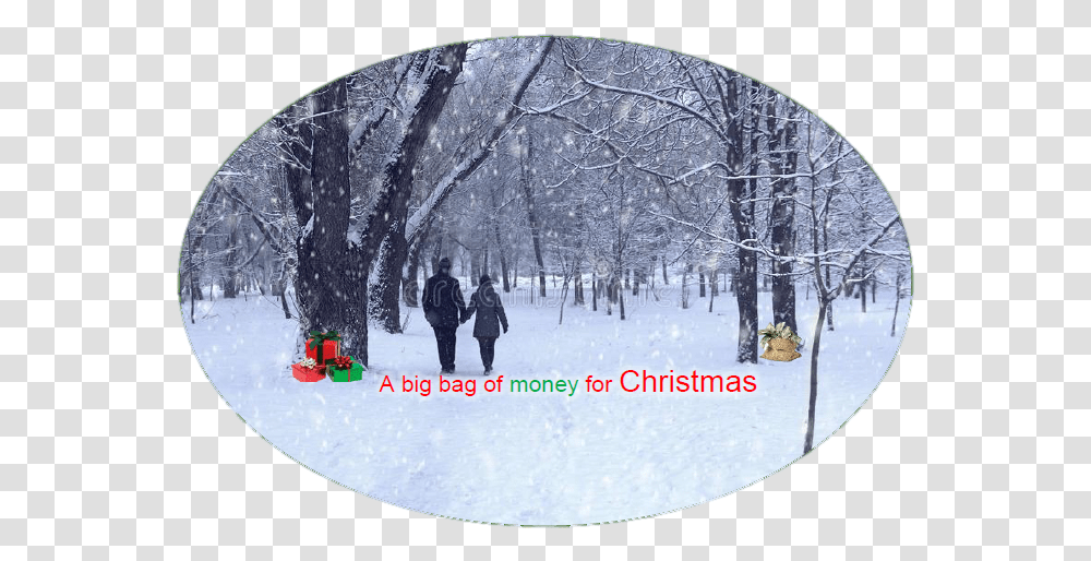 A Big Bag Of Money For Christmas The Los Angeles Tribune Snow, Nature, Person, Outdoors, Winter Transparent Png