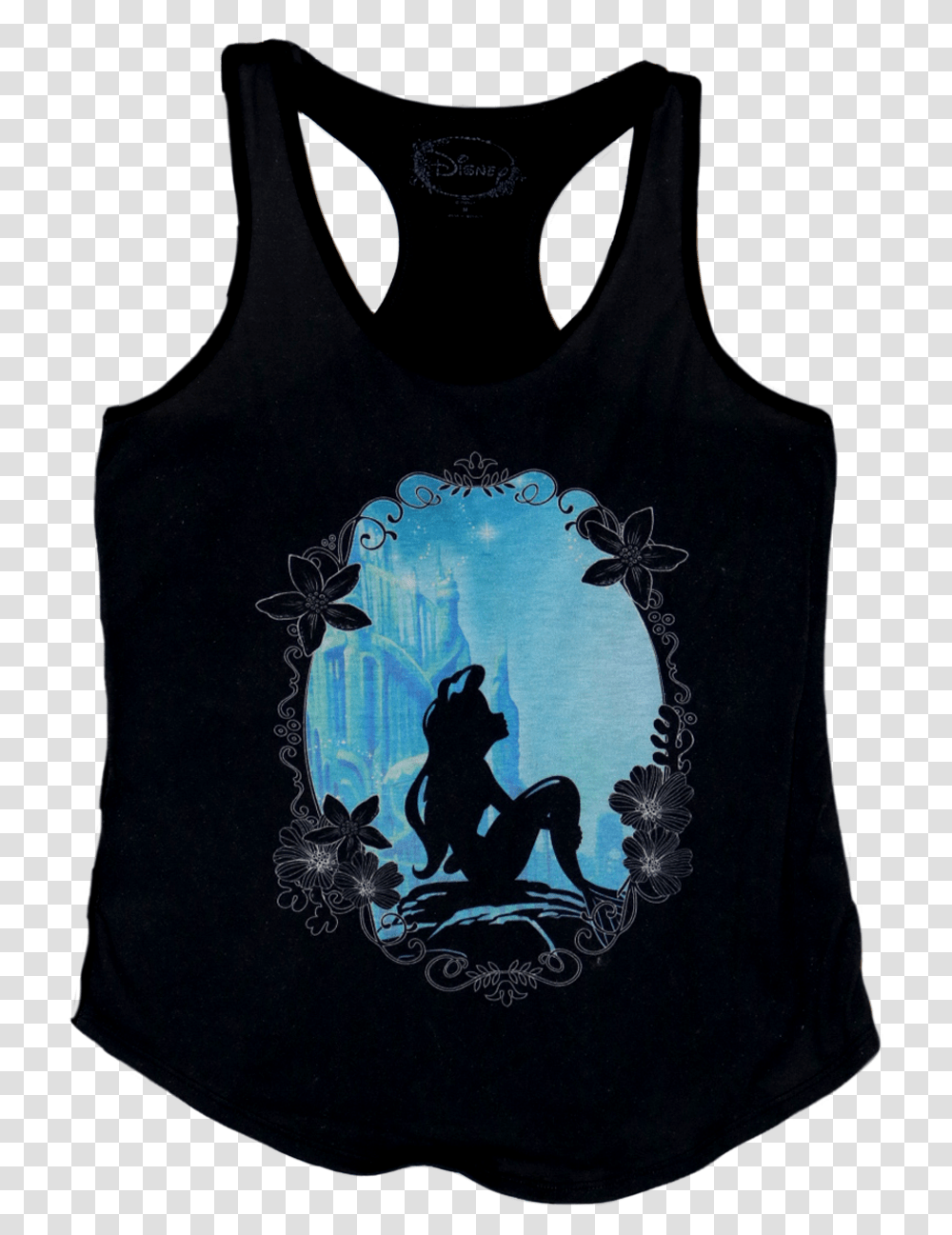 A Black Tanktop With A Centered Image Of Ariel Active Tank, Apparel, Tank Top Transparent Png