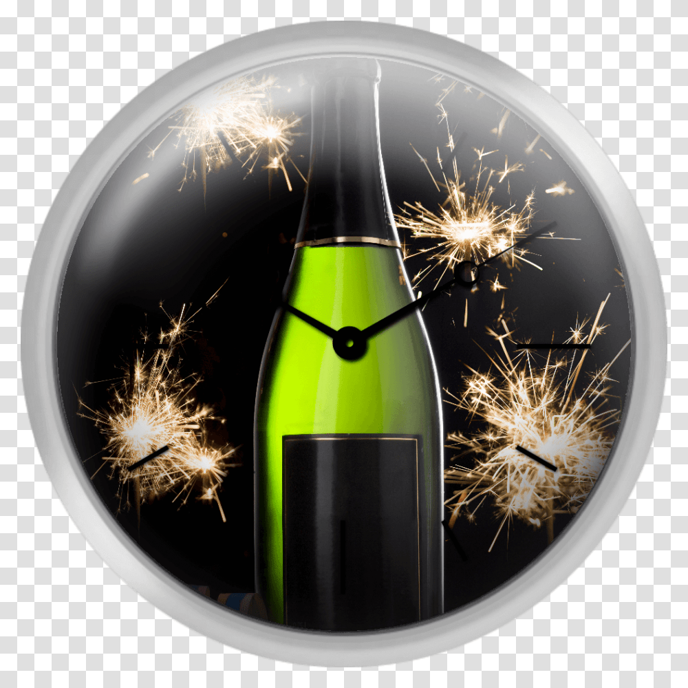 A Bottle Of Champagne And Sparklers Circle, Wine, Alcohol, Beverage, Drink Transparent Png