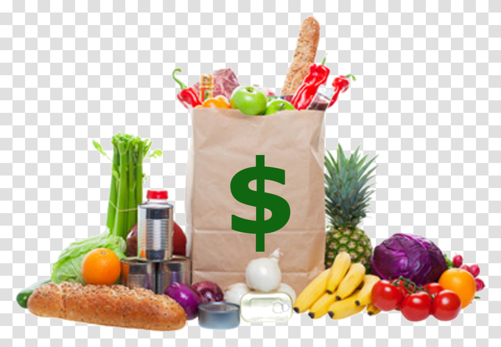 A Brown Paper Bag Is Full Of Groceries And Surrounded, Plant, Fruit, Food, Pineapple Transparent Png